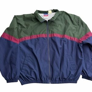 Champion‎ Colorblock Windbreaker Jacket Men’s XL Green Navy Red Zip Up